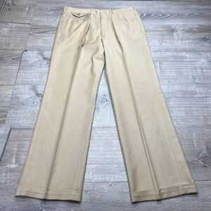 Vintage Corbin Mens 34x31 Khaki Pleated Trousers Pants Union USA Ivy Trad Cuffed